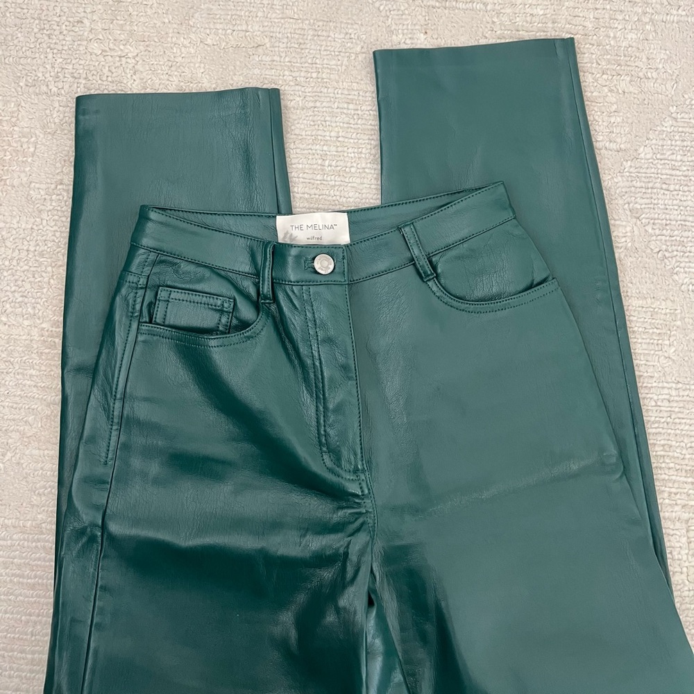 Wilfred The Melina Dark Green Leather Straight Leg Full Length Pants (0)